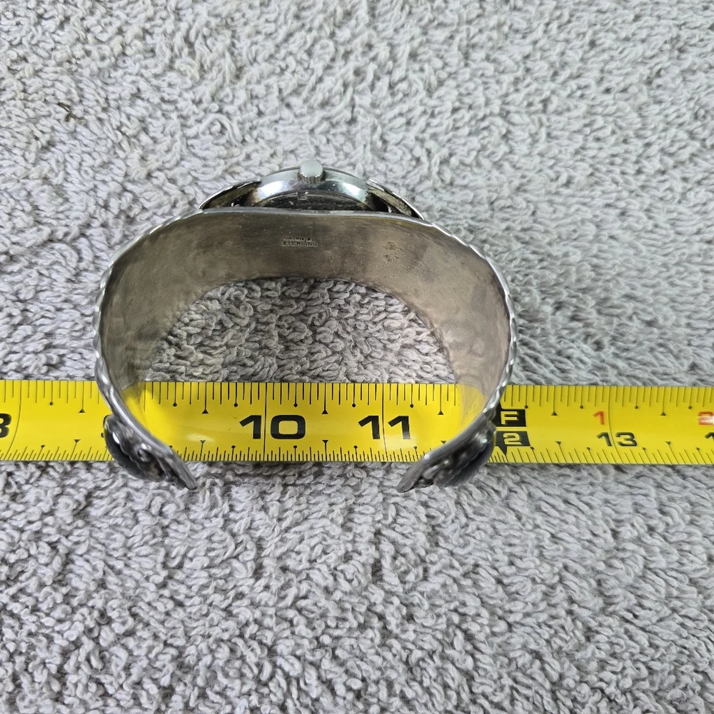 Vintage Native American Sterling Silver Cuff Bracelet With A Bolivia Watch
